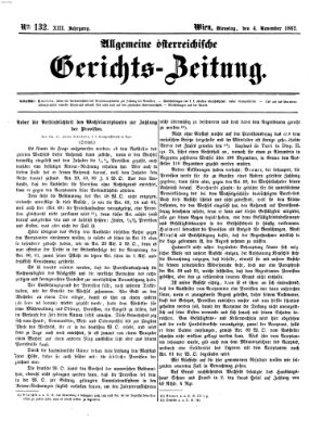 Allgemeine österreichische Gerichts-Zeitung Dienstag 4. November 1862