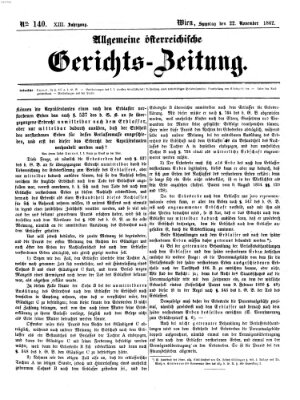 Allgemeine österreichische Gerichts-Zeitung Samstag 22. November 1862