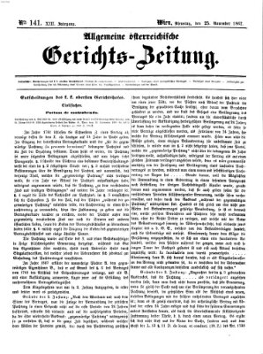 Allgemeine österreichische Gerichts-Zeitung Dienstag 25. November 1862