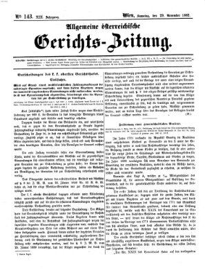 Allgemeine österreichische Gerichts-Zeitung Samstag 29. November 1862