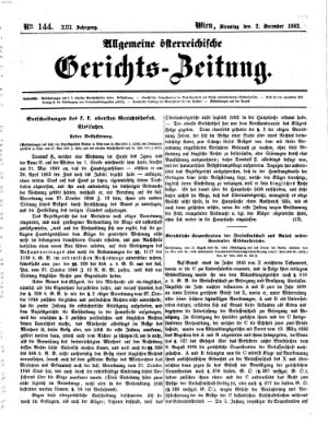 Allgemeine österreichische Gerichts-Zeitung Dienstag 2. Dezember 1862