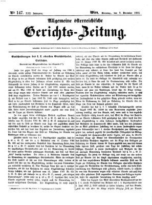 Allgemeine österreichische Gerichts-Zeitung Dienstag 9. Dezember 1862