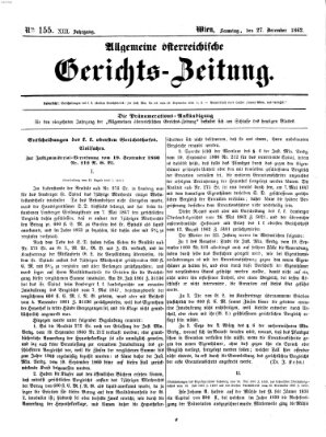 Allgemeine österreichische Gerichts-Zeitung Samstag 27. Dezember 1862