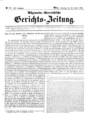 Allgemeine österreichische Gerichts-Zeitung Dienstag 13. Januar 1863