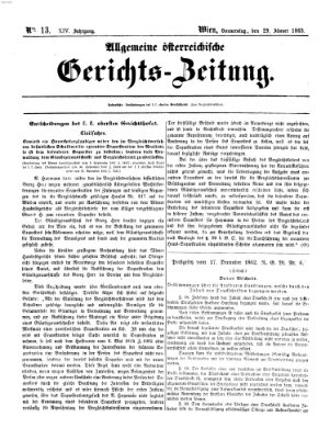 Allgemeine österreichische Gerichts-Zeitung Donnerstag 29. Januar 1863