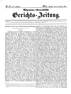 Allgemeine österreichische Gerichts-Zeitung Samstag 14. Februar 1863