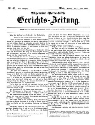 Allgemeine österreichische Gerichts-Zeitung Dienstag 7. April 1863