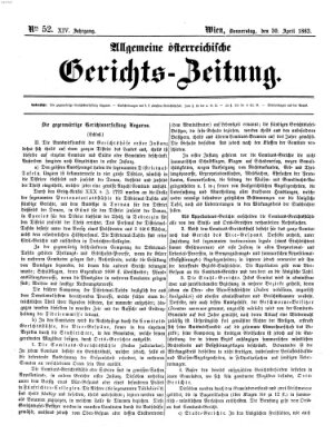 Allgemeine österreichische Gerichts-Zeitung Donnerstag 30. April 1863