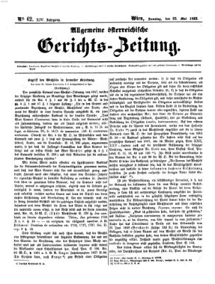 Allgemeine österreichische Gerichts-Zeitung Samstag 23. Mai 1863