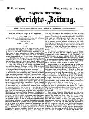 Allgemeine österreichische Gerichts-Zeitung Donnerstag 11. Juni 1863