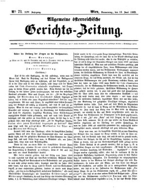 Allgemeine österreichische Gerichts-Zeitung Donnerstag 18. Juni 1863