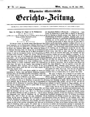 Allgemeine österreichische Gerichts-Zeitung Dienstag 23. Juni 1863