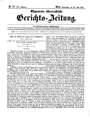 Allgemeine österreichische Gerichts-Zeitung Donnerstag 25. Juni 1863