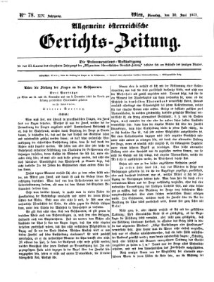 Allgemeine österreichische Gerichts-Zeitung Dienstag 30. Juni 1863