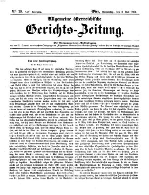 Allgemeine österreichische Gerichts-Zeitung Donnerstag 2. Juli 1863