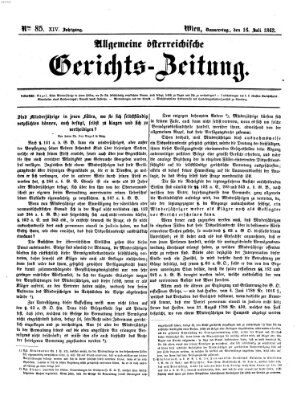 Allgemeine österreichische Gerichts-Zeitung Donnerstag 16. Juli 1863