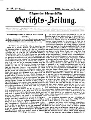 Allgemeine österreichische Gerichts-Zeitung Donnerstag 23. Juli 1863