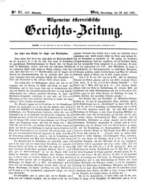 Allgemeine österreichische Gerichts-Zeitung Donnerstag 30. Juli 1863