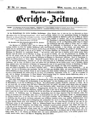 Allgemeine österreichische Gerichts-Zeitung Donnerstag 6. August 1863