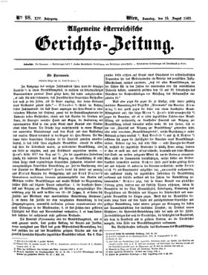 Allgemeine österreichische Gerichts-Zeitung Samstag 15. August 1863