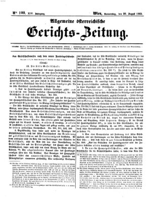 Allgemeine österreichische Gerichts-Zeitung Donnerstag 20. August 1863