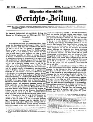 Allgemeine österreichische Gerichts-Zeitung Donnerstag 27. August 1863