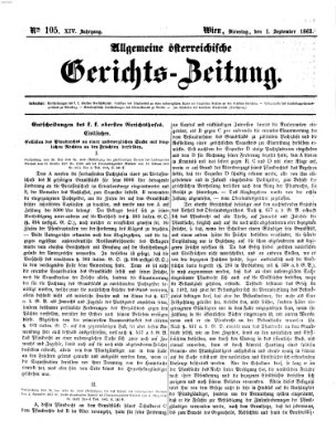 Allgemeine österreichische Gerichts-Zeitung Dienstag 1. September 1863