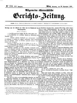 Allgemeine österreichische Gerichts-Zeitung Dienstag 22. September 1863