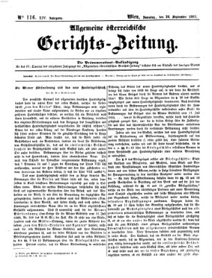 Allgemeine österreichische Gerichts-Zeitung Samstag 26. September 1863