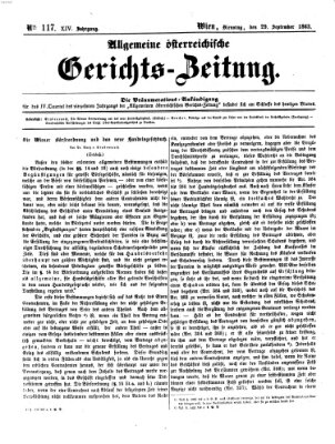 Allgemeine österreichische Gerichts-Zeitung Dienstag 29. September 1863