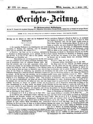 Allgemeine österreichische Gerichts-Zeitung Donnerstag 1. Oktober 1863