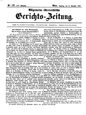 Allgemeine österreichische Gerichts-Zeitung Samstag 14. November 1863