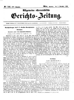 Allgemeine österreichische Gerichts-Zeitung Dienstag 1. Dezember 1863