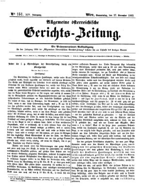 Allgemeine österreichische Gerichts-Zeitung Donnerstag 17. Dezember 1863