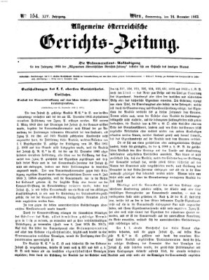 Allgemeine österreichische Gerichts-Zeitung Donnerstag 24. Dezember 1863