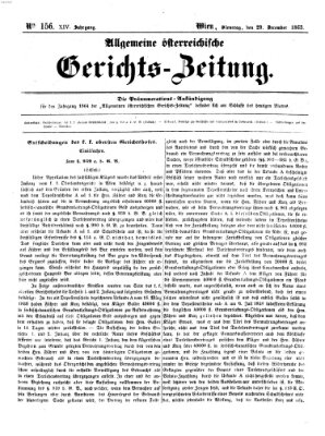 Allgemeine österreichische Gerichts-Zeitung Dienstag 29. Dezember 1863