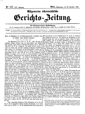 Allgemeine österreichische Gerichts-Zeitung Donnerstag 31. Dezember 1863