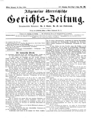 Allgemeine österreichische Gerichts-Zeitung Mittwoch 30. März 1864