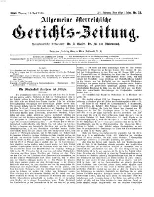 Allgemeine österreichische Gerichts-Zeitung Dienstag 12. April 1864