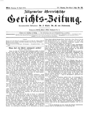 Allgemeine österreichische Gerichts-Zeitung Dienstag 19. April 1864