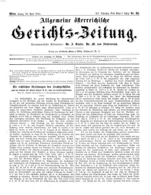 Allgemeine österreichische Gerichts-Zeitung Freitag 29. April 1864