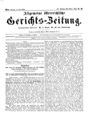 Allgemeine österreichische Gerichts-Zeitung Dienstag 14. Juni 1864