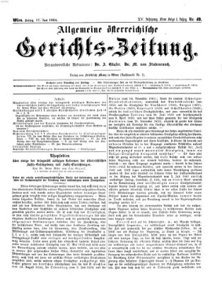 Allgemeine österreichische Gerichts-Zeitung Freitag 17. Juni 1864