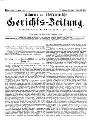 Allgemeine österreichische Gerichts-Zeitung Freitag 12. August 1864