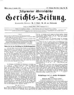 Allgemeine österreichische Gerichts-Zeitung Freitag 2. September 1864