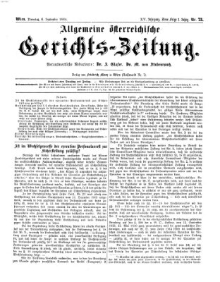 Allgemeine österreichische Gerichts-Zeitung Dienstag 6. September 1864