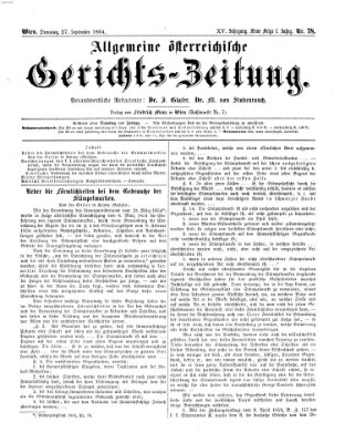 Allgemeine österreichische Gerichts-Zeitung Dienstag 27. September 1864