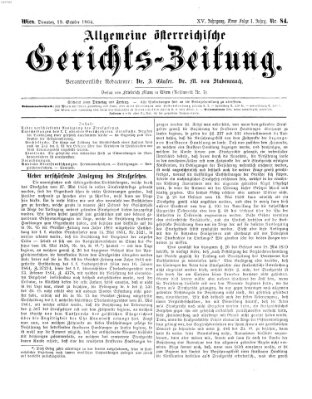 Allgemeine österreichische Gerichts-Zeitung Dienstag 18. Oktober 1864