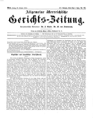 Allgemeine österreichische Gerichts-Zeitung Freitag 28. Oktober 1864