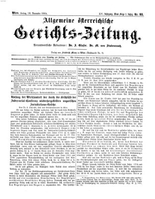 Allgemeine österreichische Gerichts-Zeitung Freitag 18. November 1864